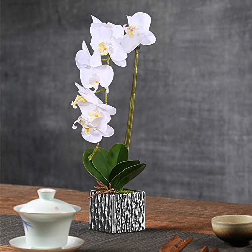 Alicemall Flores Artificiales Flor Mariposa con Maceta Blanco Decoración Hogar Artificial Planta de Flor Orquídea Mariposa Blanco