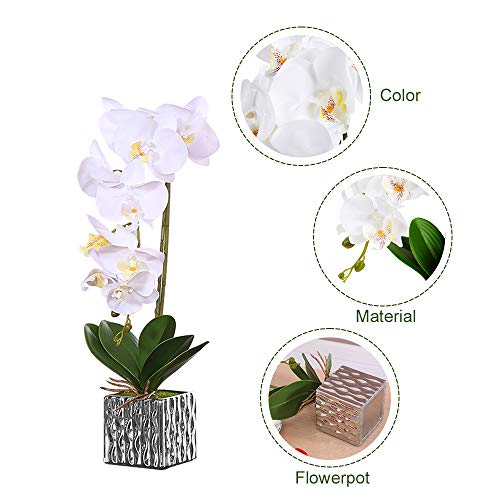 Alicemall Flores Artificiales Flor Mariposa con Maceta Blanco Decoración Hogar Artificial Planta de Flor Orquídea Mariposa Blanco