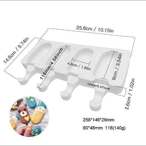 Alivier Moldes para Helados de Silicona Molde para paletas de Hielo Bandeja para moldes para Helados + 10pcs Palos de Madera