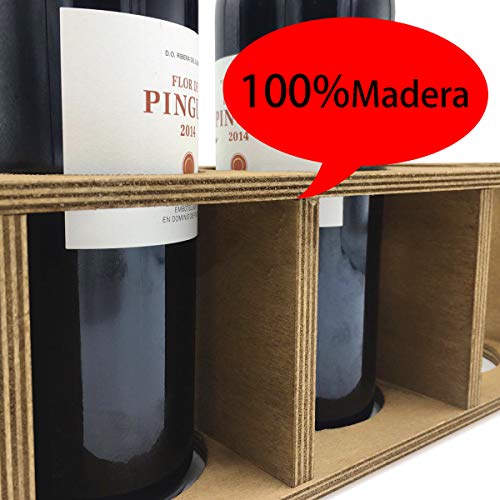 ALLPER Botellero de Vino, Soporte para Botellas, Madera Resistente. Estantería para Bebidas. Medidas: 55 x 13 x 11 cm. Marrón. Capacidad para 5 Botellas. 5 Agujeros.