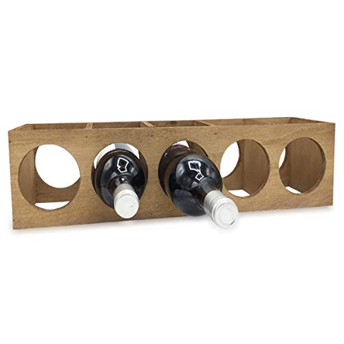 ALLPER Botellero de Vino, Soporte para Botellas, Madera Resistente. Estantería para Bebidas. Medidas: 55 x 13 x 11 cm. Marrón. Capacidad para 5 Botellas. 5 Agujeros.