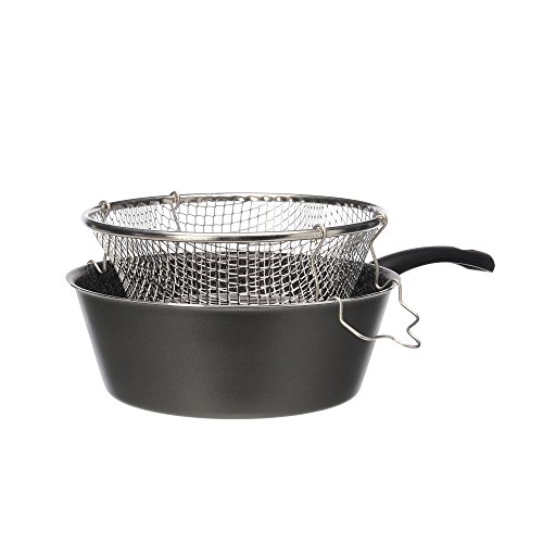 Alluflon Tradizione Italia Freidora con cesta, aluminio, negro, 24 cm