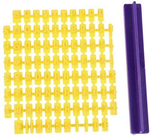 Allwway Sellos de la Galleta del Molde del Cortador 94Pcs Inglés Alfabeto Números de la Galleta del Cortador de la Pasta de azúcar Set DIY para Hornear y 1 manija