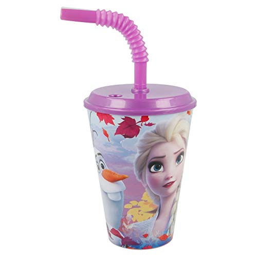 ALMACENESADAN 2067, Vaso Looping Disney Frozen Irisdescent Aqua; Vaso con caña; Capacidad 420 ml; Producto de plástico. No BPA.