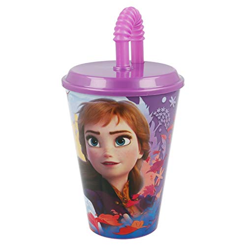 ALMACENESADAN 2067, Vaso Looping Disney Frozen Irisdescent Aqua; Vaso con caña; Capacidad 420 ml; Producto de plástico. No BPA.