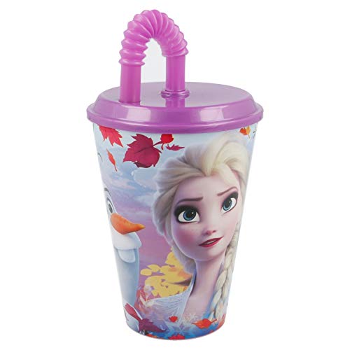 ALMACENESADAN 2067, Vaso Looping Disney Frozen Irisdescent Aqua; Vaso con caña; Capacidad 420 ml; Producto de plástico. No BPA.