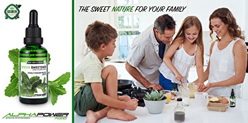 ALPHA POWER FOOD®: Stevia líquida natural - Stevia Gotas de toffee-caramelo, Edulcorante natural, sustituto del azúcar con sabor - sin azúcar & calorías