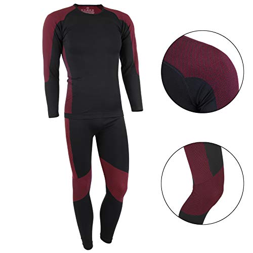 ALPIDEX Set de Ropa Térmica para Hombre, Ropa Interior para esquí - Transpirable, cálida y de Secado rápido, Tamaño:l/XL, Color:Negro-Rojo