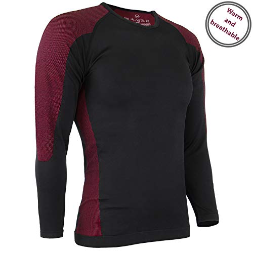 ALPIDEX Set de Ropa Térmica para Hombre, Ropa Interior para esquí - Transpirable, cálida y de Secado rápido, Tamaño:l/XL, Color:Negro-Rojo