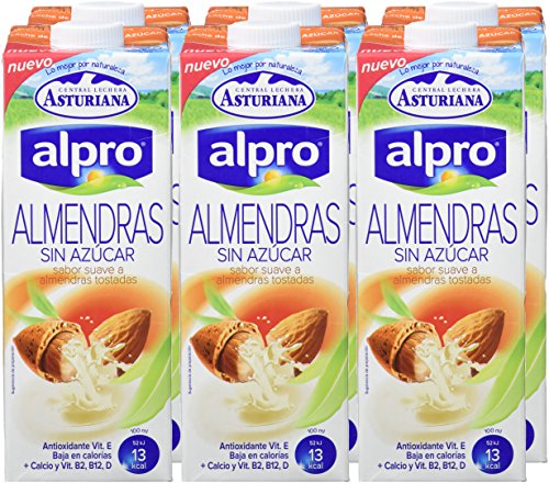 Alpro Central Lechera Asturiana Bebida de Almendra Sin Azúcar - Paquete de 8 x 1000 ml - Total: 8000 ml