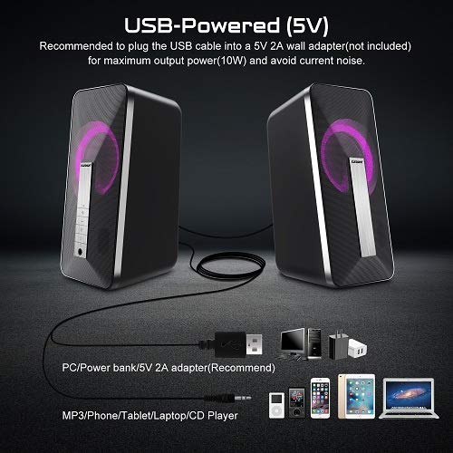 Altavoces PC Sobremesa, ELEGIANT 10W Altavoz USB & Bluetooth para Ordenador con Cable e Modo Inalámbrica, Sonido Estéreo de Doble Canal Multimedia para Ordenador Portátil Tableta Móvil MP3 Fiesta