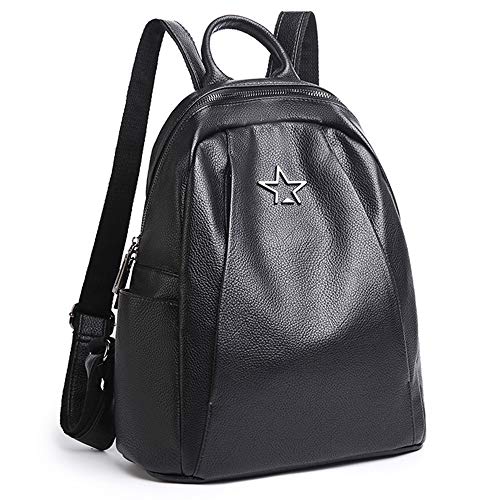 ALTINOVO Mochila de Cuero de PU para Mujer, Mochila Casual Chicas Bolsa de la Escuela del Estudiante Antirrobo Impermeable, Negro