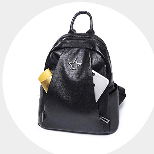 ALTINOVO Mochila de Cuero de PU para Mujer, Mochila Casual Chicas Bolsa de la Escuela del Estudiante Antirrobo Impermeable, Negro