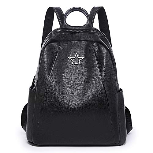 ALTINOVO Mochila de Cuero de PU para Mujer, Mochila Casual Chicas Bolsa de la Escuela del Estudiante Antirrobo Impermeable, Negro