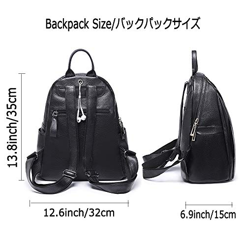 ALTINOVO Mochila de Cuero de PU para Mujer, Mochila Casual Chicas Bolsa de la Escuela del Estudiante Antirrobo Impermeable, Negro