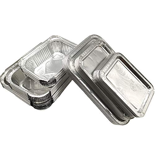 Amacoam 30 Piezas Desechables Papel de Aluminio para Horno,Caja Desechable de Papel Aluminio con tapas Cubiertas Recipientes Portátiles para Alimentos 230 ml 400 ml 600 ml