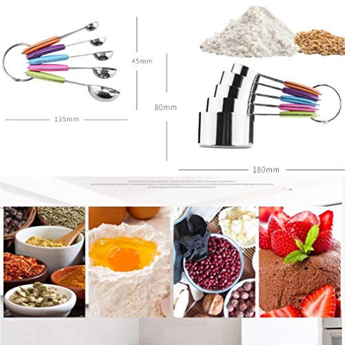 AMAYGA Juego de Tazas y Cucharas Medidoras de Acero Inoxidable (10 Packs),5 Tazas de medición,5 cucharas medidoras para medir Ingredientes líquidos y Secos para Ingredientes Secos y líquidos