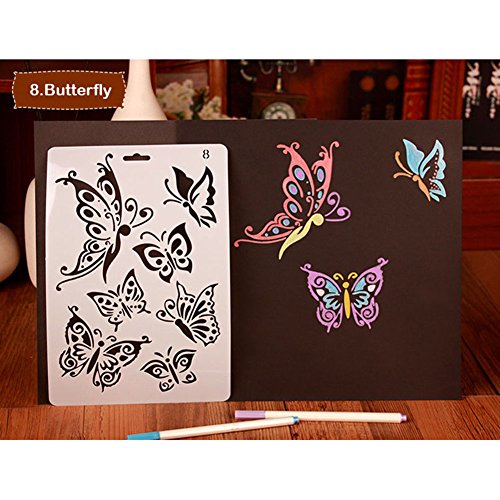 Amazingdeal365 Pintar la Plantilla, DIY Pintura de Scrapbooking Regla de la Plantilla del Libro de Recuerdos Emplate, Dibujo Portable del Graffiti (02)