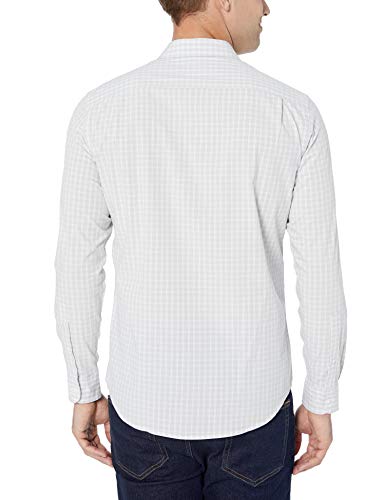 Amazon Essentials - Camisa informal de popelín de manga larga de corte entallado para hombre, Gray Check, US M (EU M)