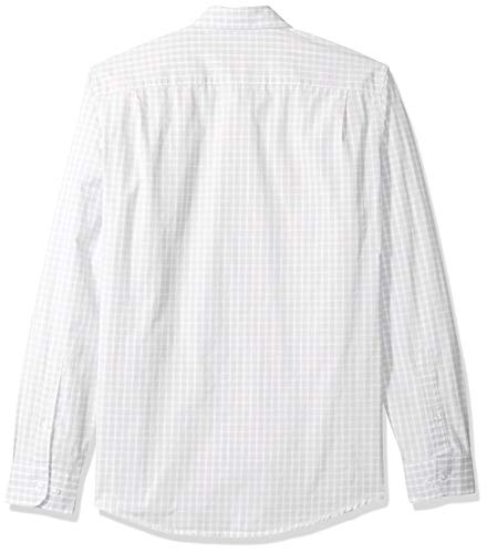 Amazon Essentials - Camisa informal de popelín de manga larga de corte entallado para hombre, Gray Check, US M (EU M)