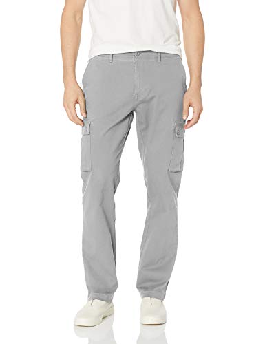 Amazon Essentials – Pantalones cargo elásticos de corte entallado para hombre, Gris claro, 32W x 30L