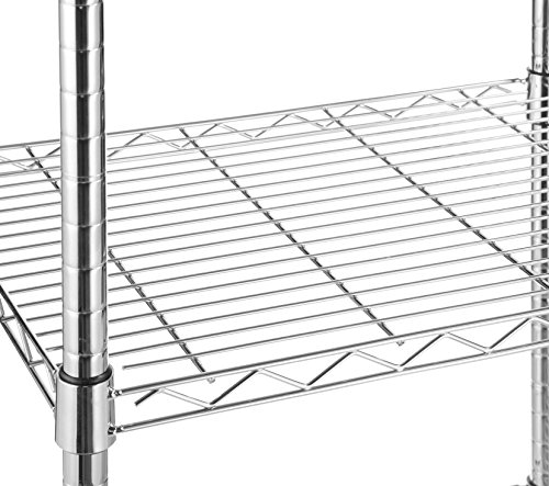 AmazonBasics - Carrito con ruedas para microondas, Madera/Cromado