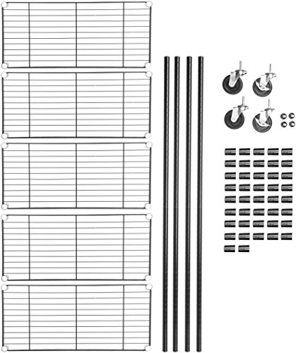 AmazonBasics - Estantería de 5 baldas, con ruedas - Negro