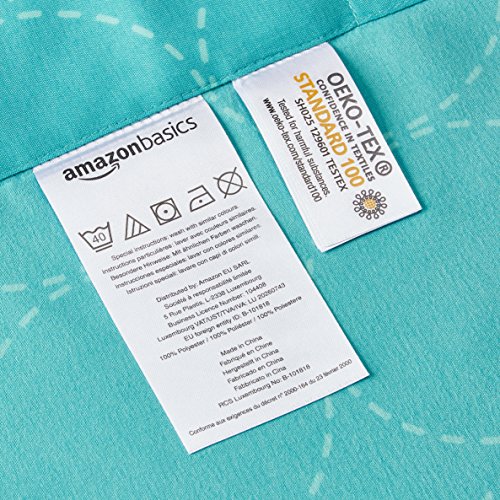 AmazonBasics - Juego de funda nórdica de microfibra ligera de microfibra, 260 x 220 cm, Cerceta industrial (Industrial Teal)