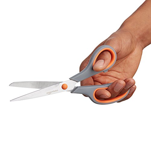 AmazonBasics - Tijeras con mango suave y cuchilla de titanio (20 cm, pack de 2)