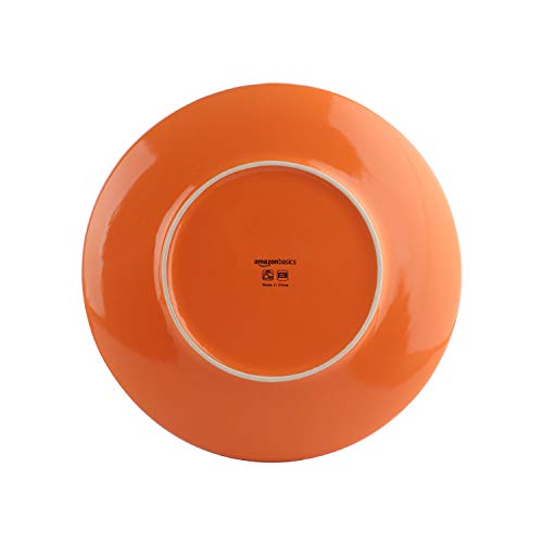 AmazonBasics - Vajilla de gres para 6 personas, color Naranja, 18 piezas