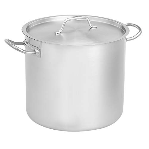 AmazonCommercial - Olla de acero inoxidable con revestimiento de aluminio y tapa, 18,9 l