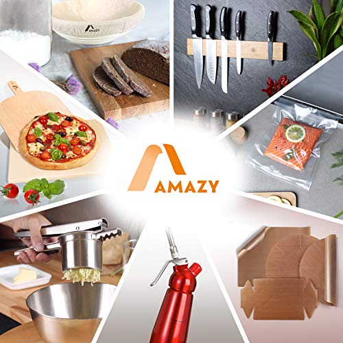 Amazy Banneton para pan – La ideal cesta para masa y fermentación de pan de mimbre natural (oval | ∅ 35 cm)