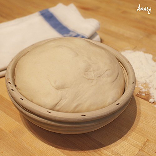 Amazy Banneton para pan – La ideal cesta para masa y fermentación de pan de mimbre natural (oval | ∅ 35 cm)