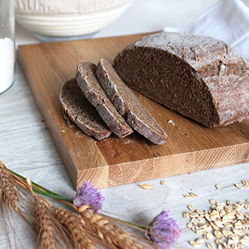 Amazy Cesta de fermentación, incluyendo un folleto con recetas y consejos de uso - Cesta de pan de fermentación en palma natural (redonda | Ø 25 cm) - incluye un tela de lino