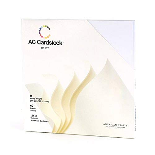 American Crafts - Lote de 60 cartulinas (30,5 x 30,5 cm), color blanco