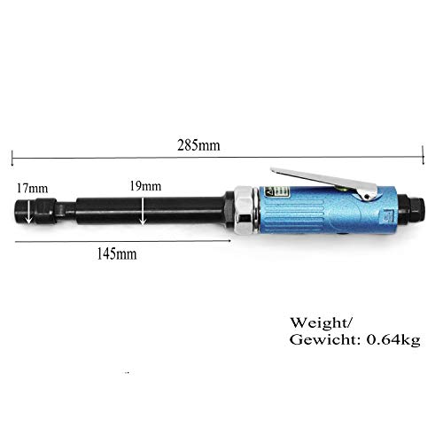Amoladora troqueladora profesional Molinillo recto de aire comprimido (6.35 mm 1/4"y 3 mm 1/8") Largo Mini Nuevo Azul