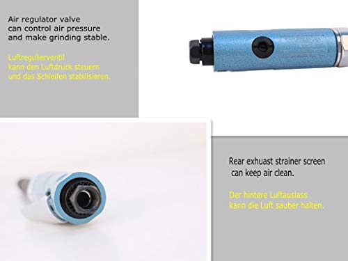 Amoladora troqueladora profesional Molinillo recto de aire comprimido (6.35 mm 1/4"y 3 mm 1/8") Largo Mini Nuevo Azul