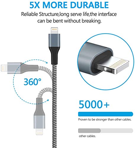 Amoner- Cable Lightning Cable Cargador iPhone -[Apple MFi Certificado]-Garantía de por Vida-Compatible con iPhone XS MAX XR X 8 Plus 7 Plus 6S 6 Plus 5 5S 5C SE iPad iPod-Blanco 1m 2 pack