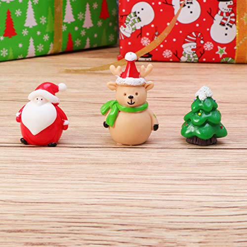 Amosfun 13 Piezas Adornos navideños en Miniatura artesanías de Escritorio Micro Paisaje Resina Navidad decoración de Navidad pequeños Adornos muñeco de Nieve Santa Claus árbol de Navidad（Aleatorio）