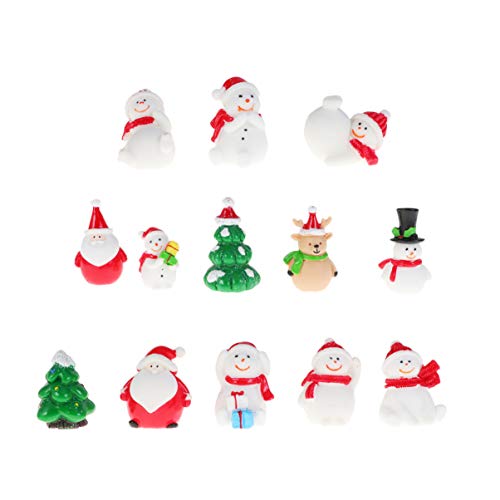 Amosfun 13 Piezas Adornos navideños en Miniatura artesanías de Escritorio Micro Paisaje Resina Navidad decoración de Navidad pequeños Adornos muñeco de Nieve Santa Claus árbol de Navidad（Aleatorio）