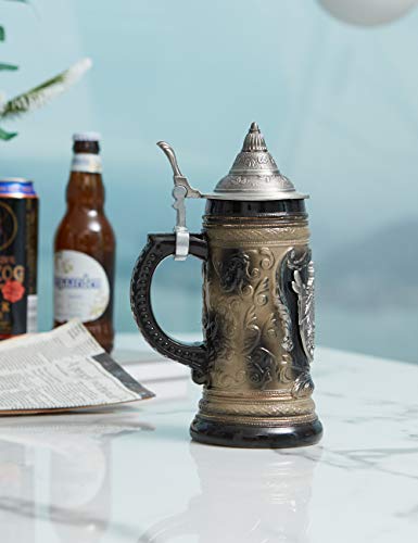 Amoy-Art Jarra de Cerveza Alemana Escudo de Alemania German Beer Stein Mug Regalos Souvenirs Giftbox 0.6Litre