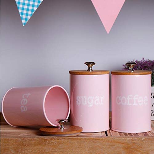 Amuzocity 3pcs / Set Aleación De Zinc Condimento Olla Especias Tarro Latas De Café Con Tapa - Rosado, tal como se describe