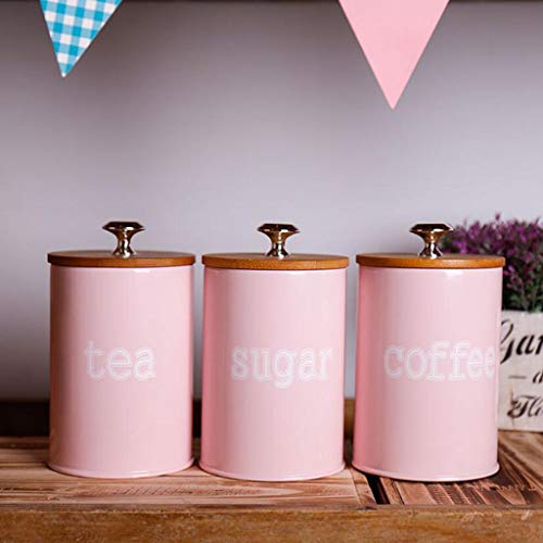 Amuzocity 3pcs / Set Aleación De Zinc Condimento Olla Especias Tarro Latas De Café Con Tapa - Rosado, tal como se describe