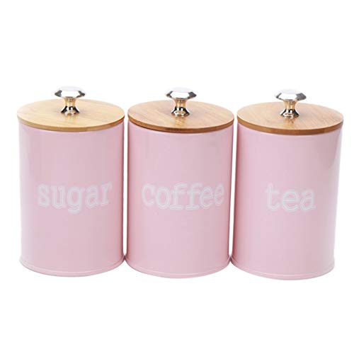 Amuzocity 3pcs / Set Aleación De Zinc Condimento Olla Especias Tarro Latas De Café Con Tapa - Rosado, tal como se describe