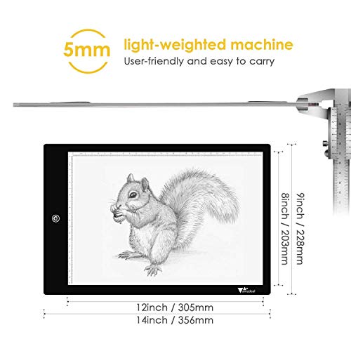 Amzdeal Mesa de Luz Dibujo, A4 LED Portátil Tableta de Luz Ultradelgada con Panel Táctil y Óptico Inteligente Interfaz USB para Artistas, Dibujo, Animación