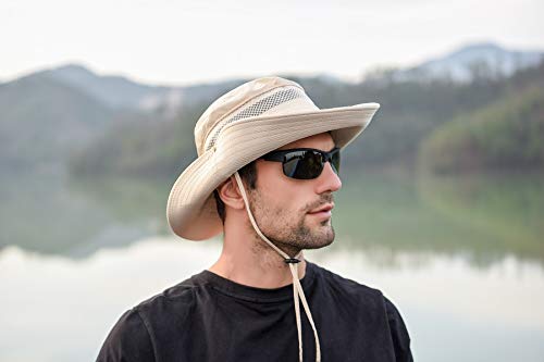 anaoo Sombrero Hombre Gorra de Verano Sombrero Pesca del Sol Gorra al Aire Libre Sombrero Playa Hombre Plegable De ala Ancha Protección UV, Color Beige