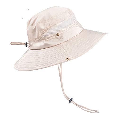 anaoo Sombrero Hombre Gorra de Verano Sombrero Pesca del Sol Gorra al Aire Libre Sombrero Playa Hombre Plegable De ala Ancha Protección UV, Color Beige