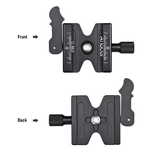 Andoer cierre rápido de aluminio CL-50LS con botón de palanca ajustable de 1/4 "y grifos de 3/8 para trípodes de bola de montaje rápido estándar Arca Swiss