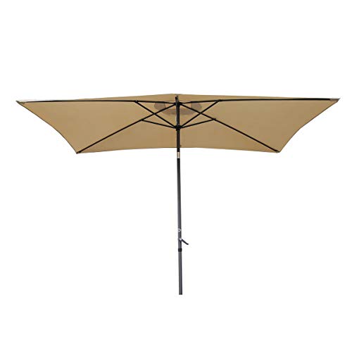 Angel Living 2x3M Sombrilla Parasol de Aluminio y Poliéster, Parasol Inclinado con Manivela, Mástil Aluminio 38mm (Beige)