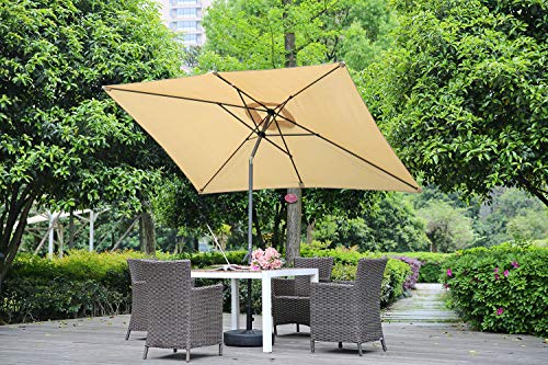 Angel Living 2x3M Sombrilla Parasol de Aluminio y Poliéster, Parasol Inclinado con Manivela, Mástil Aluminio 38mm (Beige)